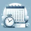 Medicare Key Dates calendar with a clock and card, highlighting timely Medicare planning.